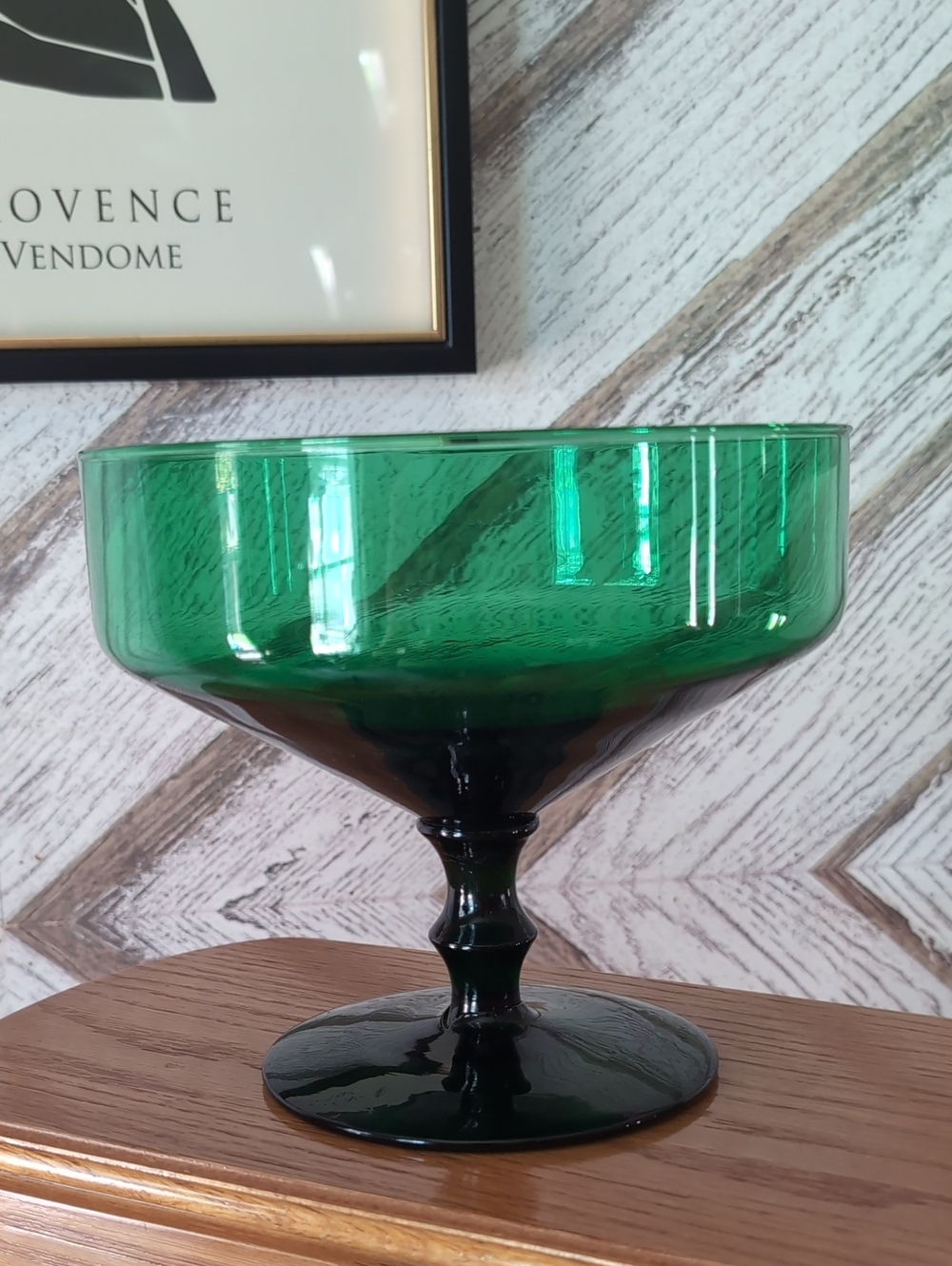 Green Glass Compote Pedestal Bowl - Home Accents